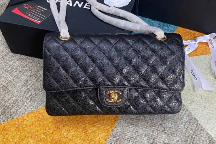 Túi Chanel Classic Medium Black Caviar GHW đen Khóa Vàng