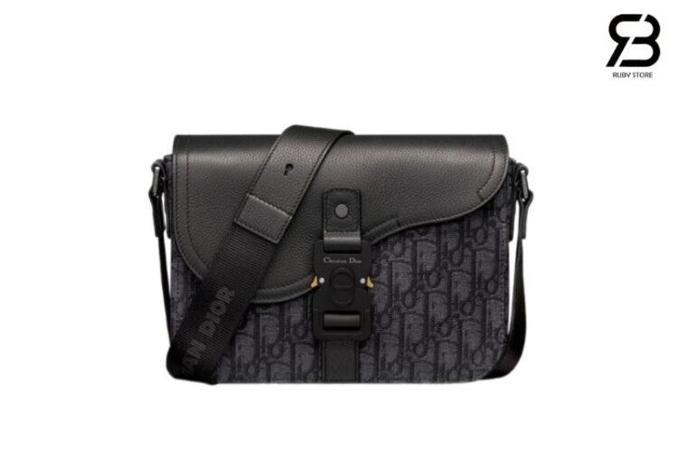 Túi Dior Mini Saddle Bag With Strap Black Oblique Đen siêu cấp