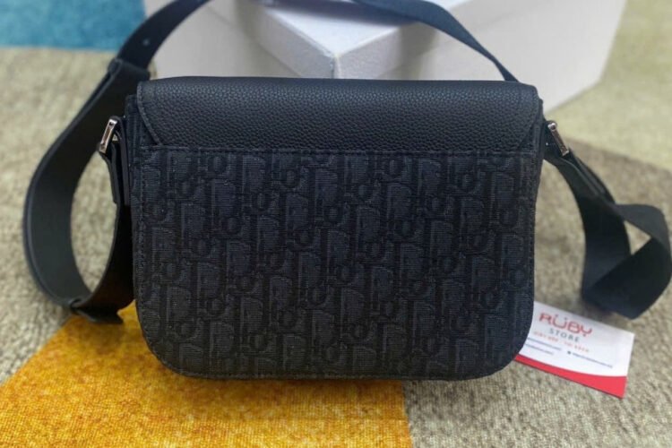 Túi Dior Small Saddle Messenger Bag With Flap Black Oblique đen