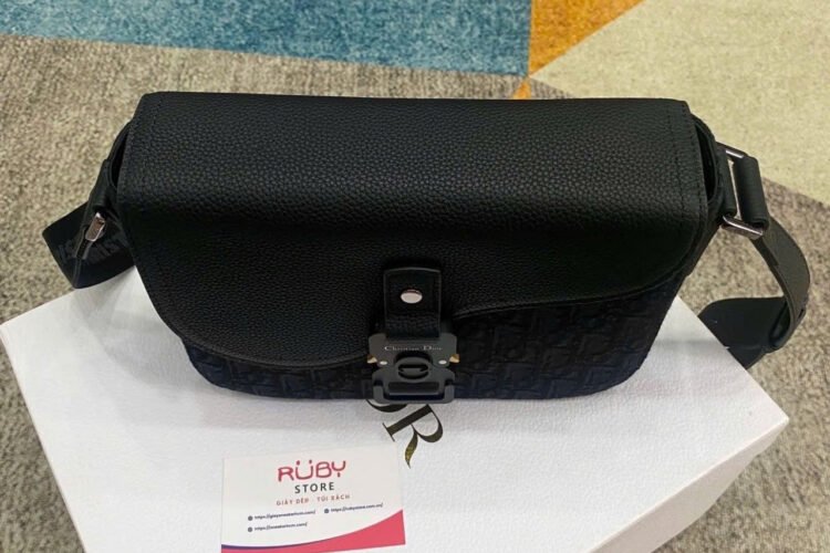 Túi Dior Small Saddle Messenger Bag With Flap Black Oblique đen