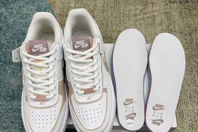 Hình ảnh thực tế đôi giày Nike AF1 Shadow màu trắng nâu Rep 1 1