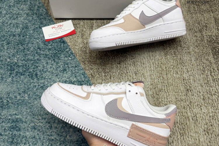 Hình ảnh thực tế đôi giày Nike AF1 Shadow màu trắng nâu Rep 1 1