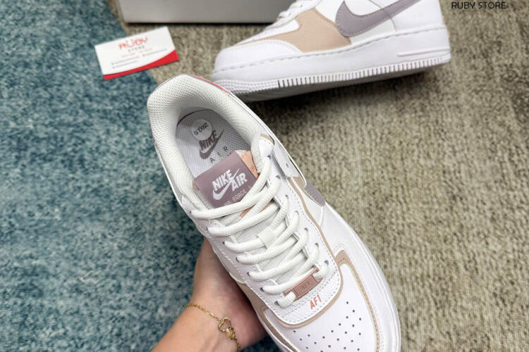Hình ảnh thực tế đôi giày Nike AF1 Shadow màu trắng nâu Rep 1 1