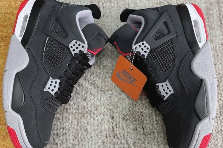 Giày Jordan 4 Retro Bred Reimagined đen xám đỏ