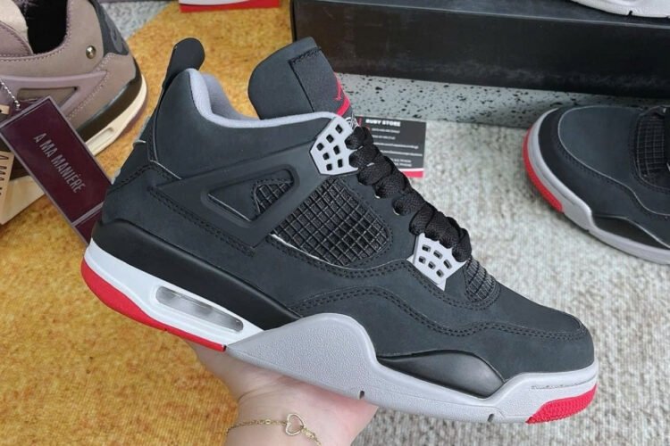 Giày Jordan 4 Retro Bred Reimagined đen xám đỏ