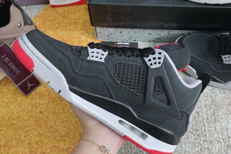Giày Jordan 4 Retro Bred Reimagined đen xám đỏ