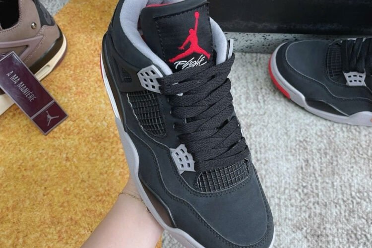 Giày Jordan 4 Retro Bred Reimagined đen xám đỏ