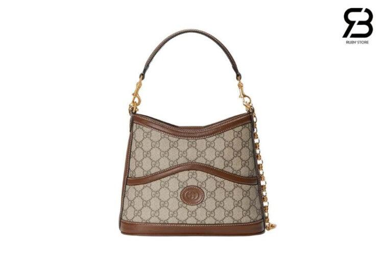 Túi Gucci Large Interlocking G Shoulder Bag GG Supreme Nâu Be