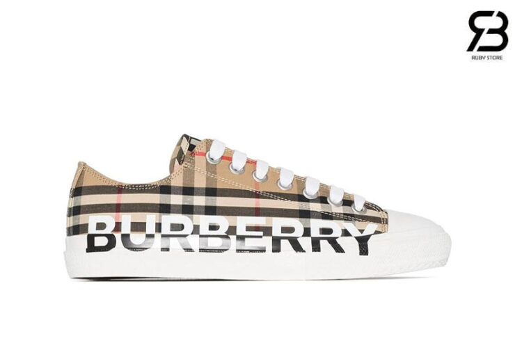 Giày Burberry Vintage Check Canvas Beige Logo Printed Sneakers Siêu Cấp TT