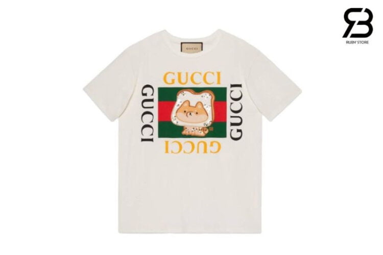 Áo Gucci Picarar T-Shirt Cream Embroidery Siêu Cấp