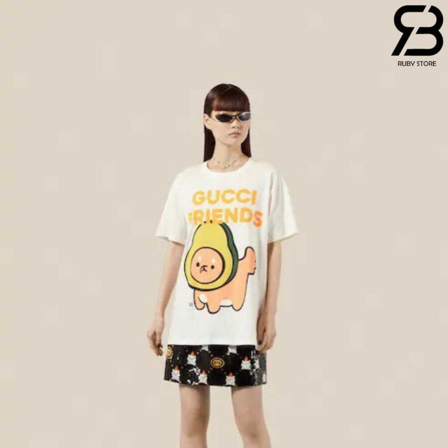 Áo Gucci Picarar T-Shirt Cream Friends Siêu Cấp