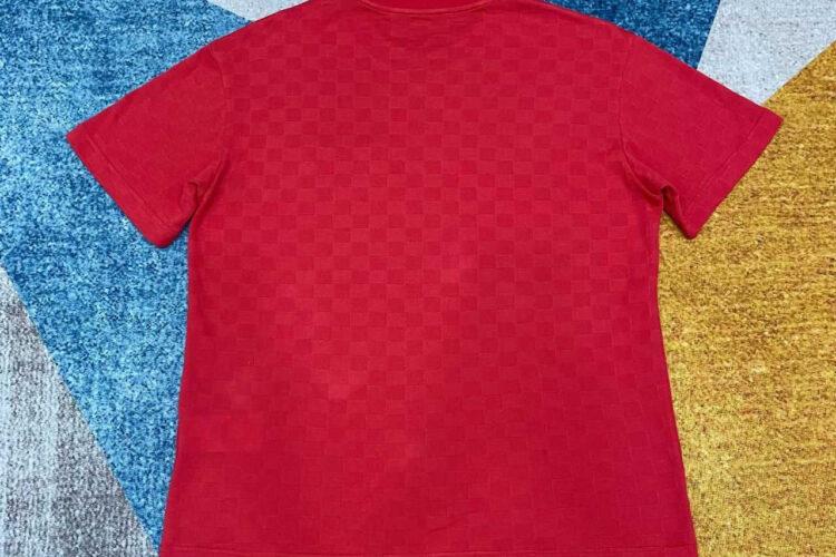 Áo Thun LV T-Shirt Red Damier Pique Màu Đỏ Like Auth