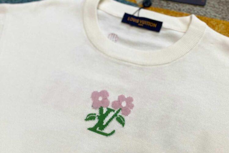 Áo Thun LV Tyler Short-Sleeved Cotton Knitted Crewneck Trắng
