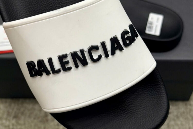 Dép Balenciaga BB Pool Slides Sandal Black White Trắng đen