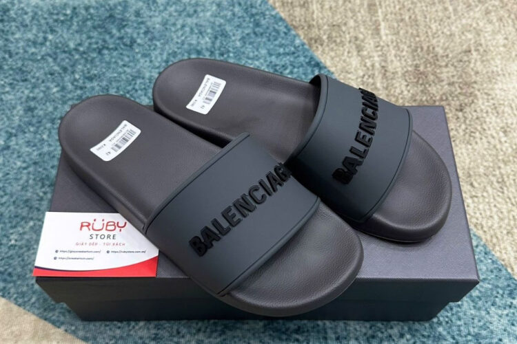 Dép Balenciaga BB Pool Slides Sandal Grey Màu Xám