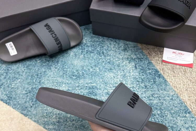 Dép Balenciaga BB Pool Slides Sandal Grey Màu Xám