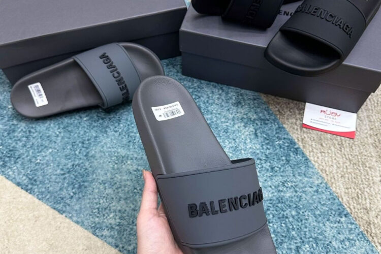 Dép Balenciaga BB Pool Slides Sandal Grey Màu Xám