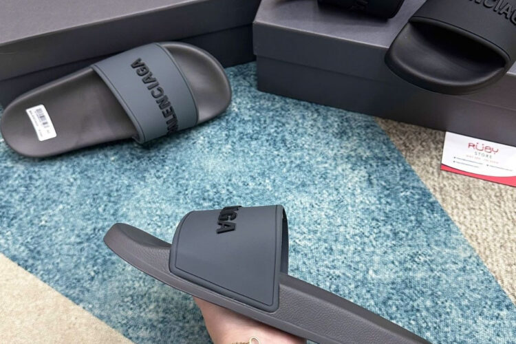 Dép Balenciaga BB Pool Slides Sandal Grey Màu Xám