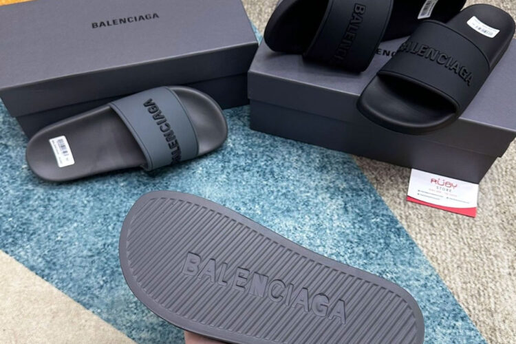 Dép Balenciaga BB Pool Slides Sandal Grey Màu Xám