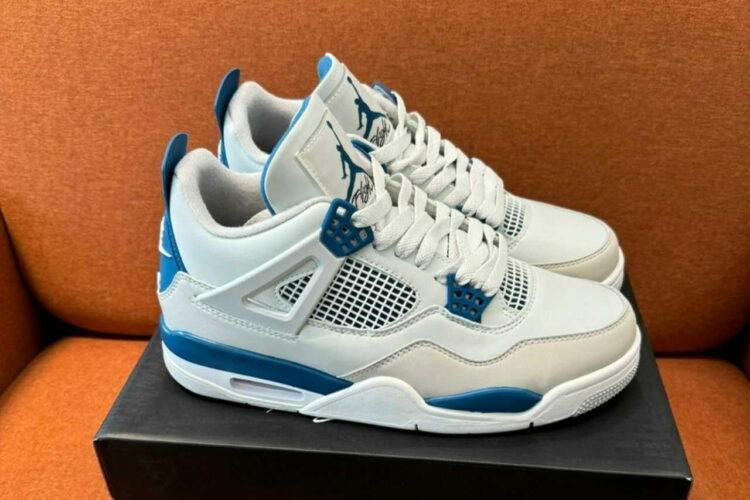 Giày Air Jordan 4 Military Blue 2012 Trắng Xanh Dương Rep 1 1