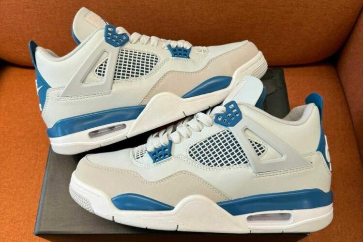 Giày Air Jordan 4 Military Blue 2012 Trắng Xanh Dương Rep 1 1