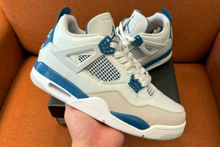 Giày Air Jordan 4 Military Blue 2012 Trắng Xanh Dương Rep 1 1