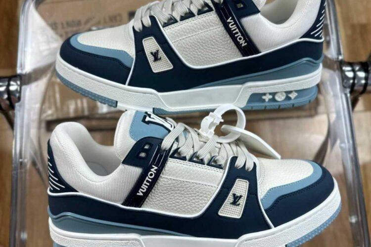 Giày Louis Vuitton LV Trainer White Navy Blue Best Quality