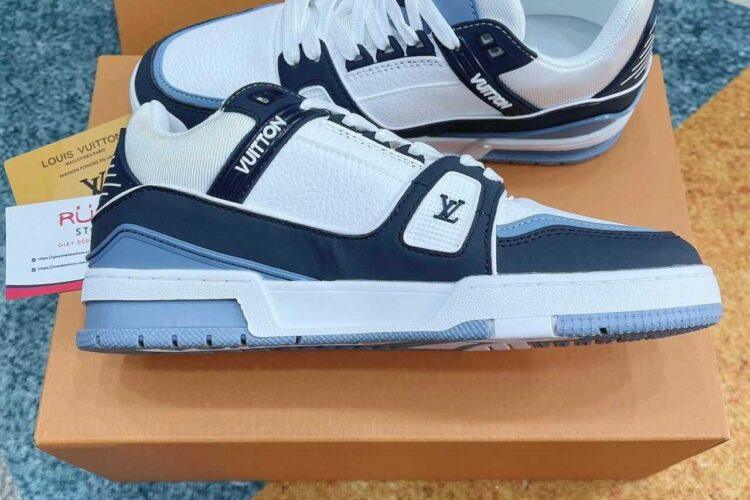Giày Louis Vuitton LV Trainer White Navy Blue trắng xanh navy
