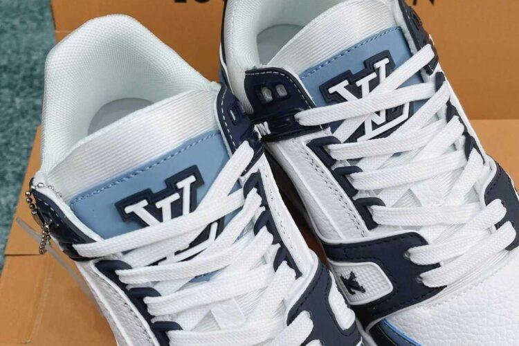 Giày Louis Vuitton LV Trainer White Navy Blue trắng xanh navy