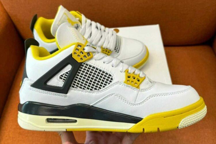 Giày Air Jordan 4 Retro Vivid Sulfur Màu Trắng Vàng Rep 1 1