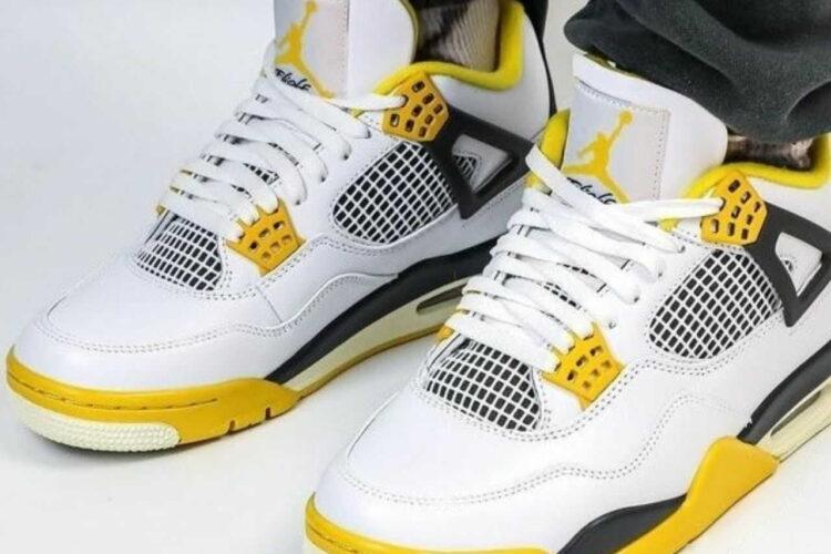 Giày Air Jordan 4 Retro Vivid Sulfur Màu Trắng Vàng Rep 1 1