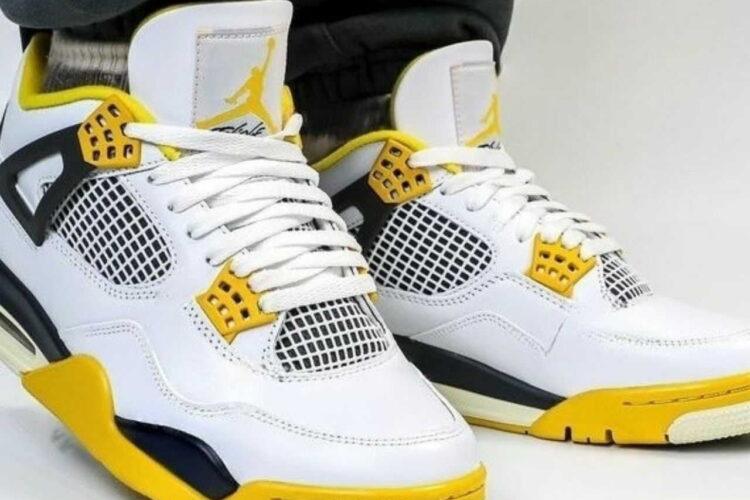 Giày Air Jordan 4 Retro Vivid Sulfur Màu Trắng Vàng Rep 1 1