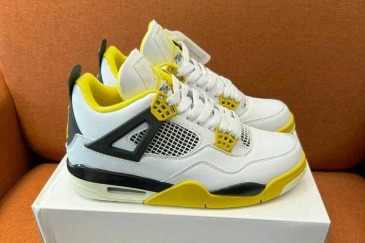 Giày Air Jordan 4 Retro Vivid Sulfur Màu Trắng Vàng Rep 1 1