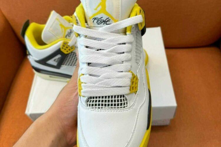 Giày Air Jordan 4 Retro Vivid Sulfur Màu Trắng Vàng Rep 1 1