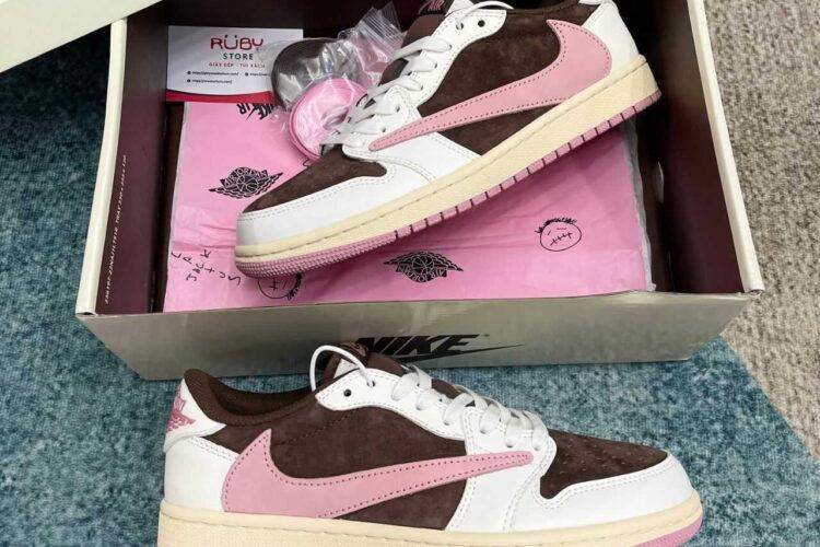 Giày Jordan 1 Low Travis Scott Dark Pony Brown Oxford nâu hồng