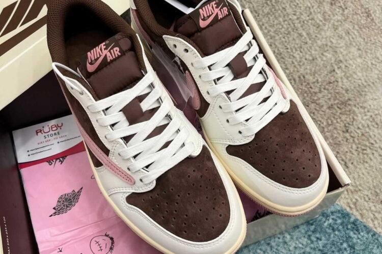 Giày Jordan 1 Low Travis Scott Dark Pony Brown Oxford nâu hồng