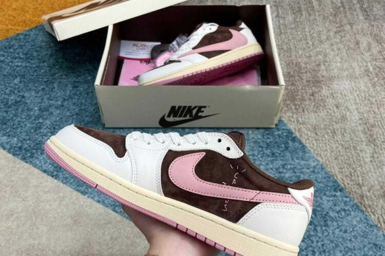 Giày Jordan 1 Low Travis Scott Dark Pony Brown Oxford nâu hồng