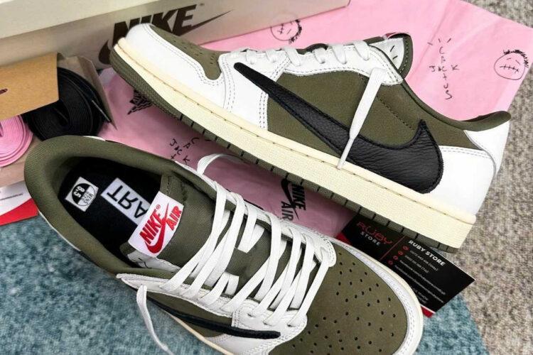Giày Jordan 1 Low Travis Scott Medium Olive