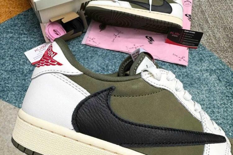 Giày Jordan 1 Low Travis Scott Medium Olive