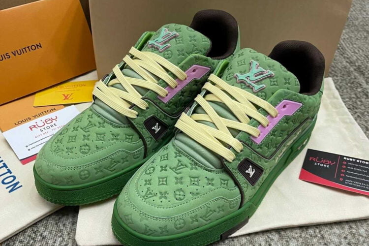 Giày Louis Vuitton LV Trainer Monogram Nubuck Green Xanh Lá