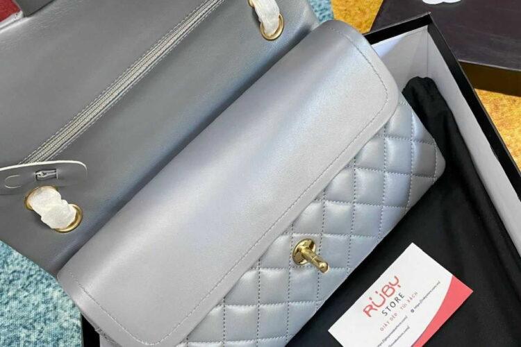 Túi Chanel Classic Medium Grey Lambskin GHW Size 25 Màu Xám