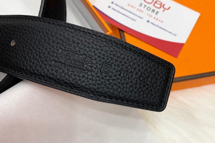 thắt lưng Hermes Belt Noir Togo Brush Platinum Buckle đen khóa bạc