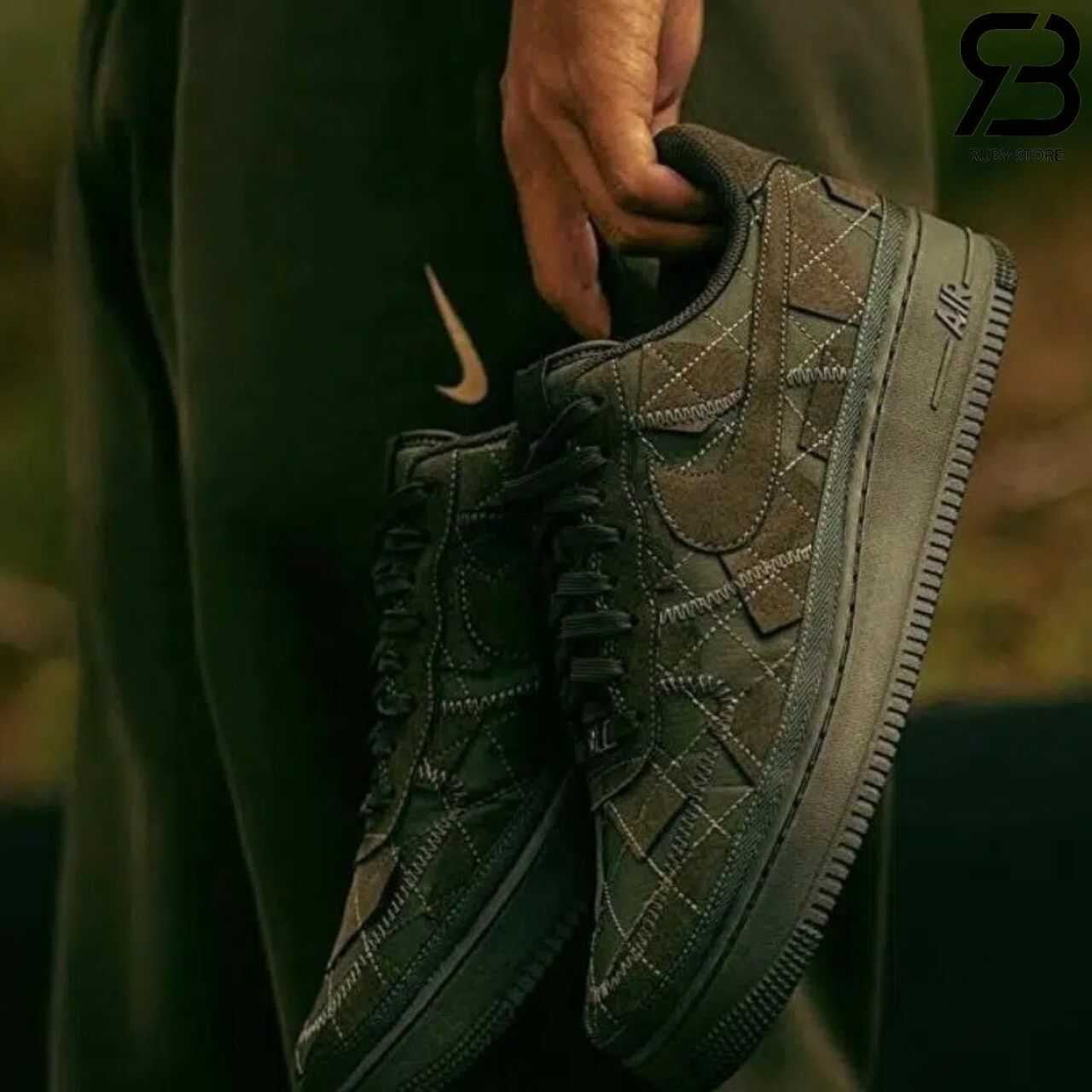 Giày Air Force 1 Billie Eilish Sequoia Màu Xanh Rêu Rep 1 1