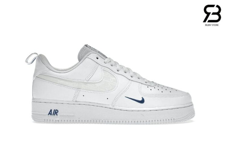 Giày Air Force 1 Low Reflective Swoosh White Blue Trắng Xanh Rep 1 1