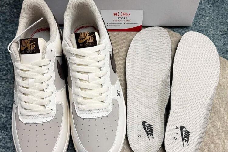 Giày Air Force 1 x Louis Vuitton Trắng Nâu