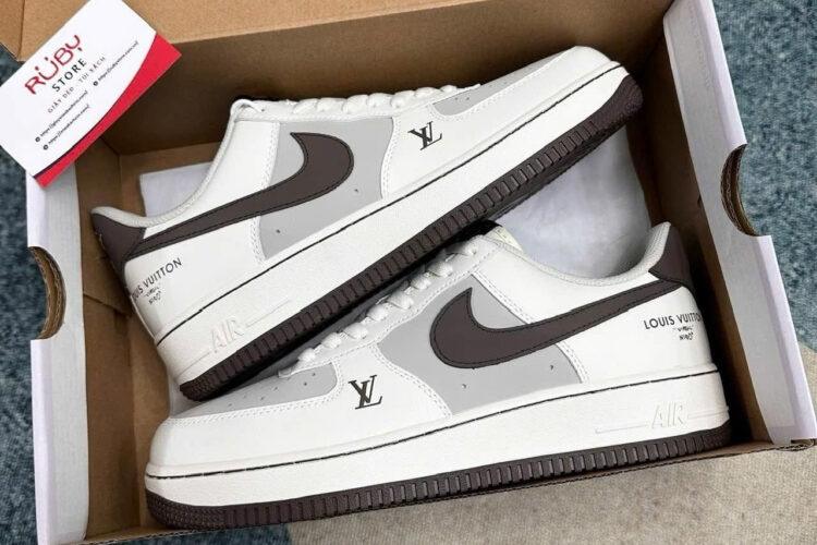 Giày Air Force 1 x Louis Vuitton Trắng Nâu