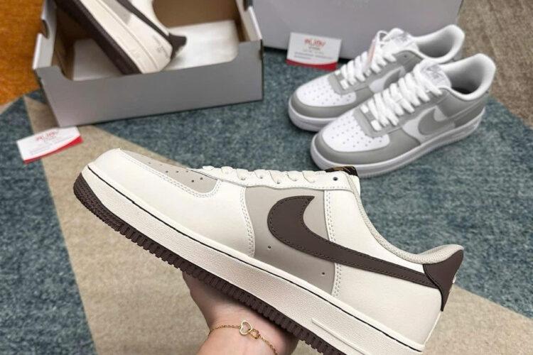 Giày Air Force 1 x Louis Vuitton Trắng Nâu