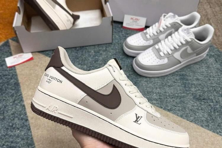 Giày Air Force 1 x Louis Vuitton Trắng Nâu