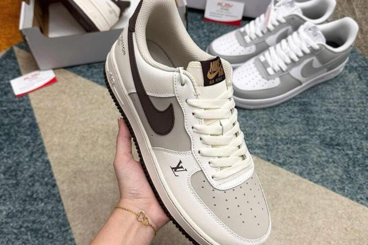 Giày Air Force 1 x Louis Vuitton Trắng Nâu