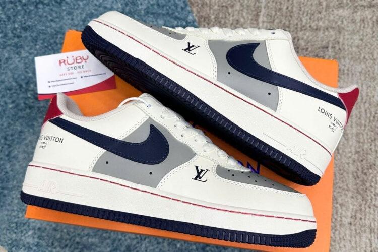 Giày Air Force 1 x Louis Vuitton Trắng Xám Đỏ